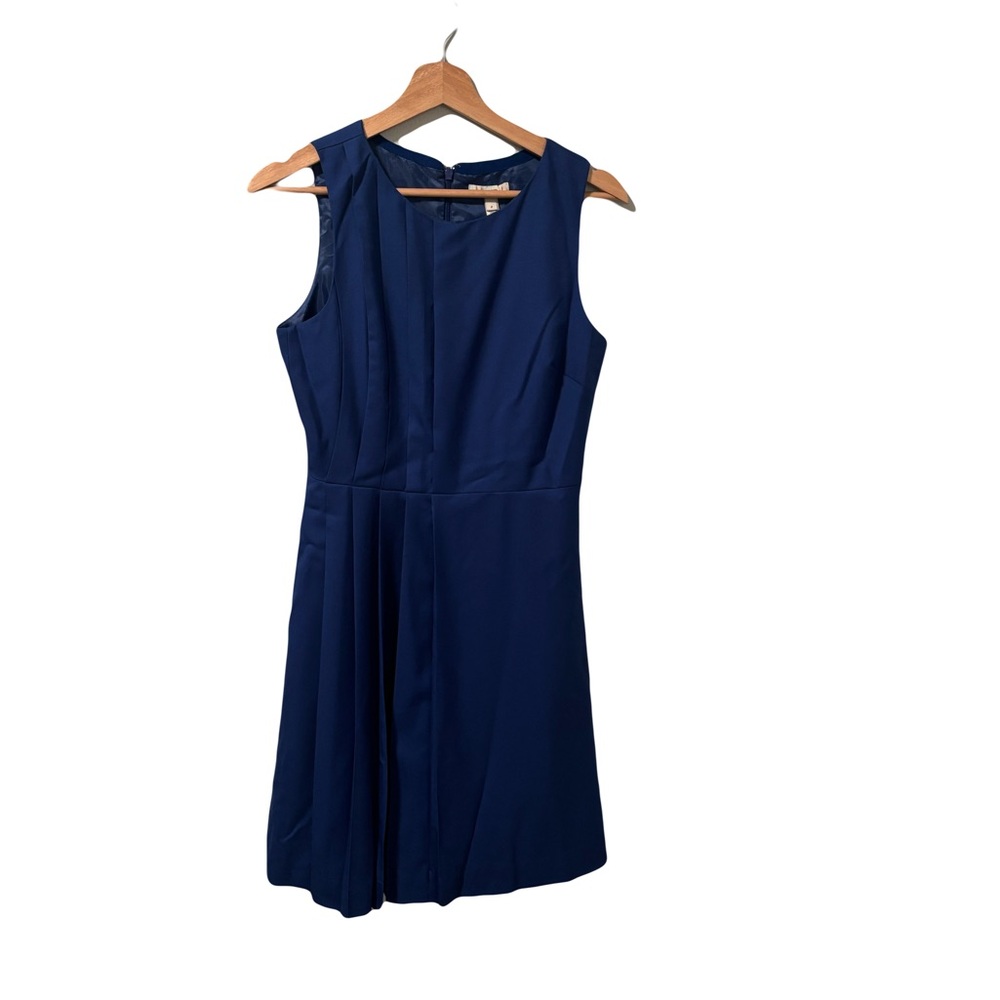 Elegant Blue Sleeveless pleated front Dress - Picture 7 of 7